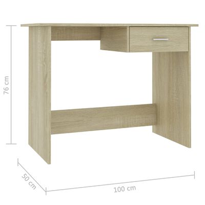 vidaXL Desk Sonoma Oak 100x50x76 cm Chipboard