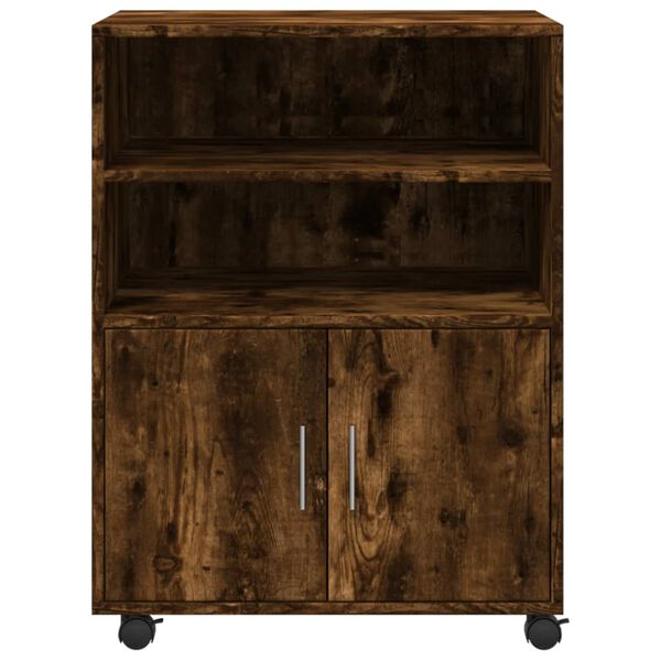 vidaXL Rolling Cabinet Smoked Oak 60x48x81 cm Engineered Wood