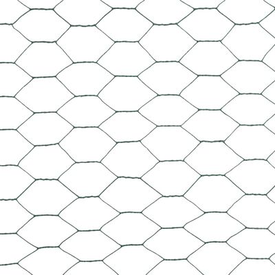 vidaXL Chicken Wire Fence Steel with PVC Coating 25x1.2 m Green