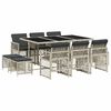 vidaXL 11 Piece Garden Dining Set with Cushions Light Grey Poly Rattan