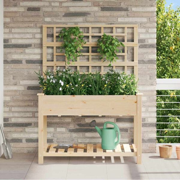 vidaXL Garden Planter Beige 115 x 60.5 x 153 cm Solid Fir Wood
