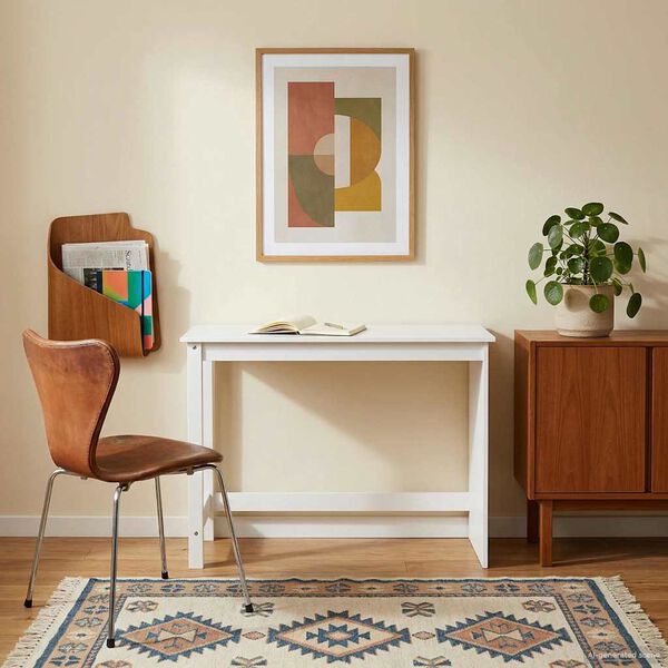 vidaXL Desk White 112 x 50 x 75 cm Solid Pine Wood