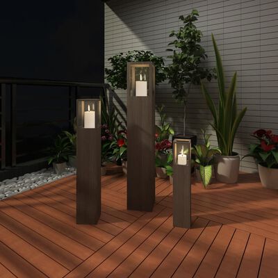 Garden Candle Stand Set 3 pcs Outdoor Lighting Torch Lantern