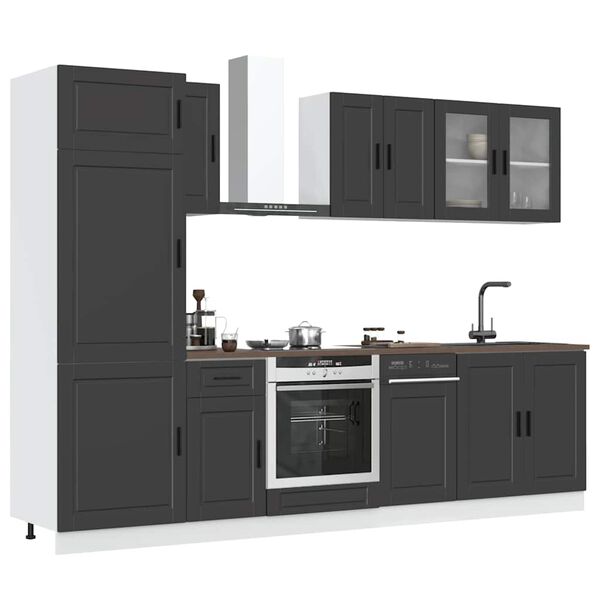 vidaXL 8 Piece Kitchen Cabinet Set Porto Black Engineered Wood