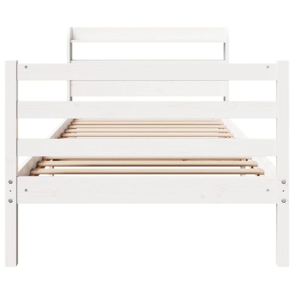 vidaXL Bed Frame with Headboard without Mattress White 75x190 cm Small Single
