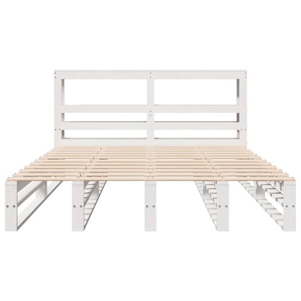 vidaXL Bed Frame without Mattress White 135x190 cm Double Solid Wood Pine