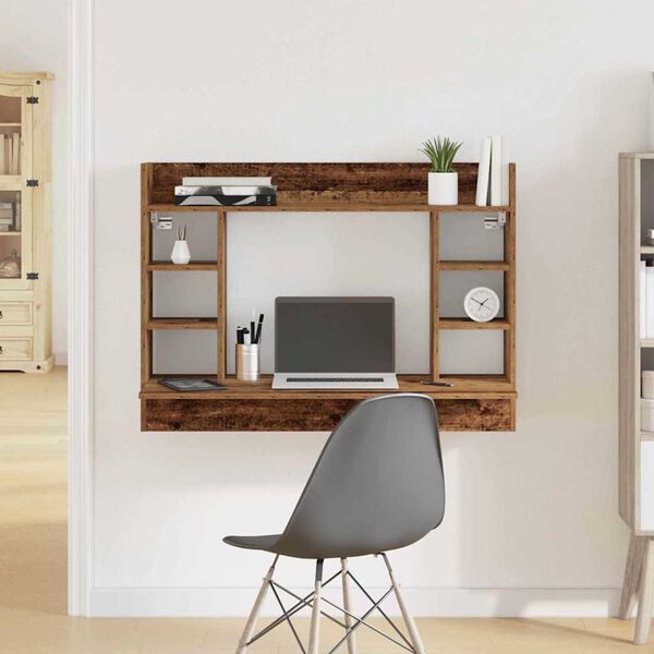 vidaXL Wall-Mounted Desk Old wood 105 x 48 x 75 cm Engineered wood