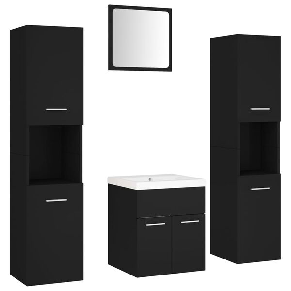 vidaXL Bathroom Furniture Set Black Engineered Wood