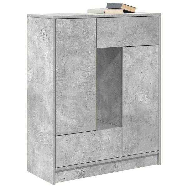 vidaXL Sideboard with Drawers and Doors Concrete Grey 73x31x90 cm