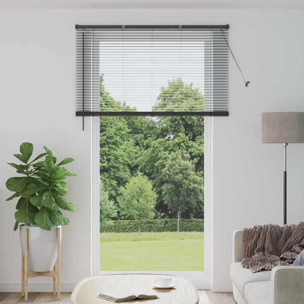 vidaXL Venetian Blind Manual Adjustable Silver Grey 213 x 140 cm PVC