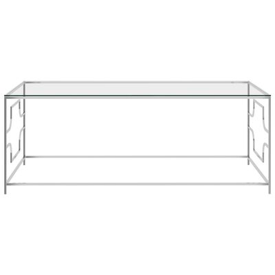vidaXL Coffee Table Silver 120x60x45 cm Stainless Steel and Glass