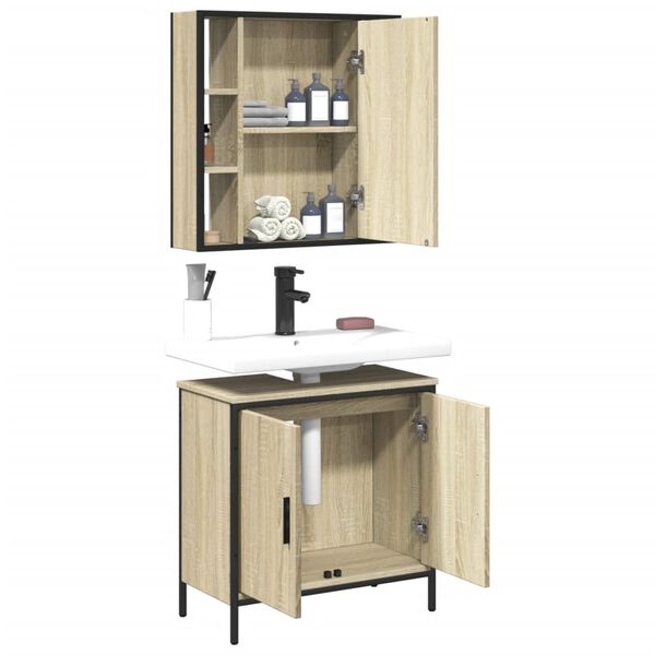 vidaXL 2 Piece Bathroom Furniture Set Sonoma Oak Engineered Wood