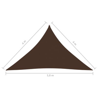 vidaXL Sunshade Sail Oxford Fabric Triangular 4x4x5.8 m Brown