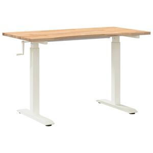 vidaXL Desk with Storage White and Natural 120 x 60 cm Solid Oak Wood
