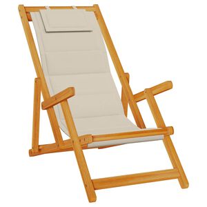 vidaXL Beach Chair with Cushion Folding 2 pcs Brown Solid Acacia Wood