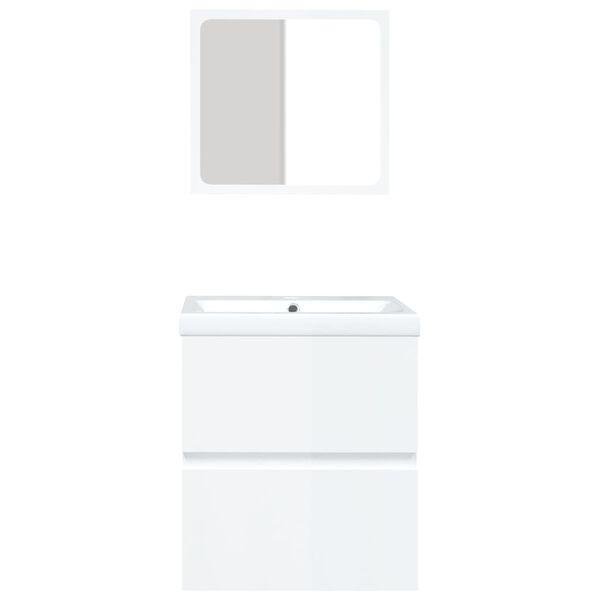 vidaXL Bathroom Sink Cabinet with Basin and Mirror High Gloss White