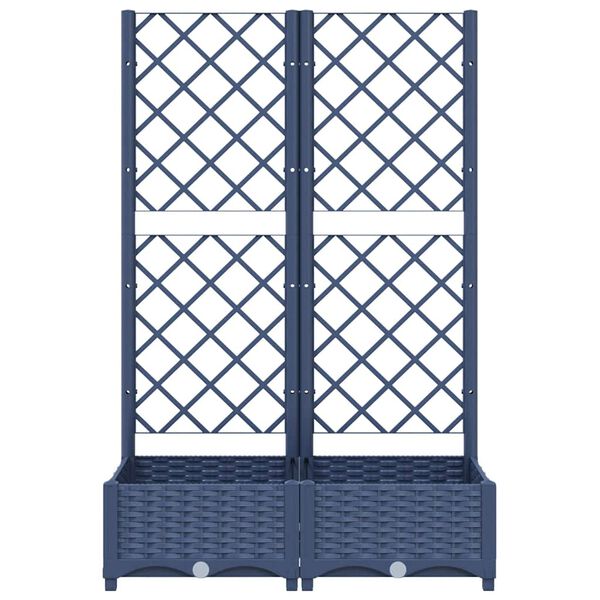 vidaXL Garden Planter with Trellis Blue Grey 80x40x121.5 cm PP