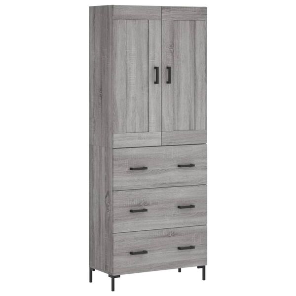 vidaXL Highboard Grey Sonoma 69.5x34x180 cm Engineered Wood