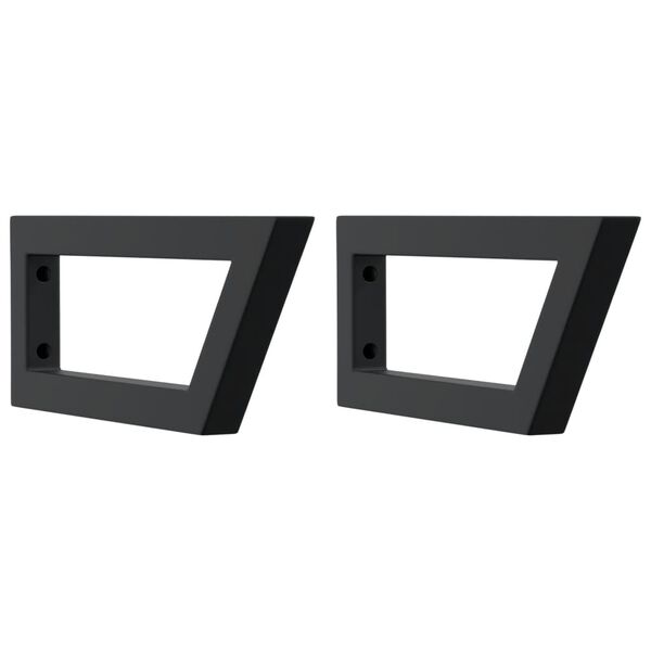 vidaXL Shelf Brackets for Washbasin 2 pcs Black Trapezium Steel