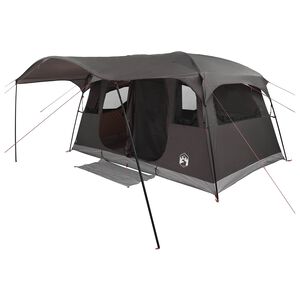 vidaXL Tunnel Tent 6-Person Brown Grey Polyester and Steel