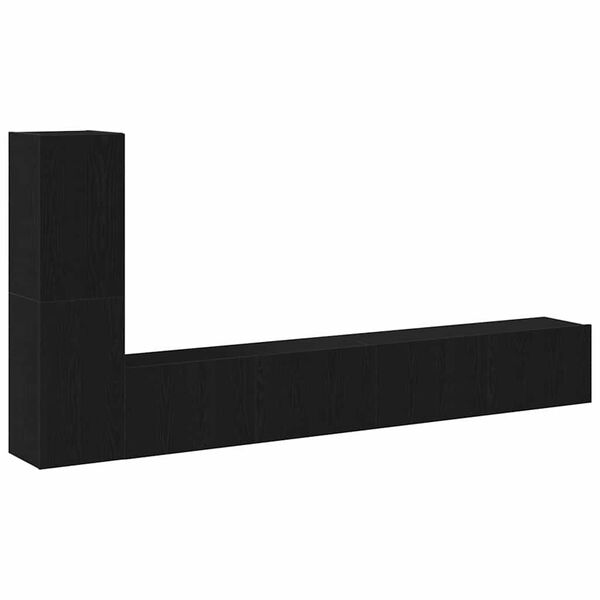 vidaXL TV Cabinet Set Wall-mounted Black Oak Engineered Wood