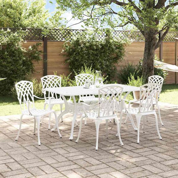 vidaXL Garden Dining Set 7 pcs White Aluminium