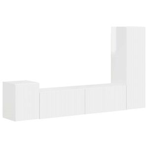 vidaXL TV Cabinet Set 4 pcs High Gloss White Engineered Wood