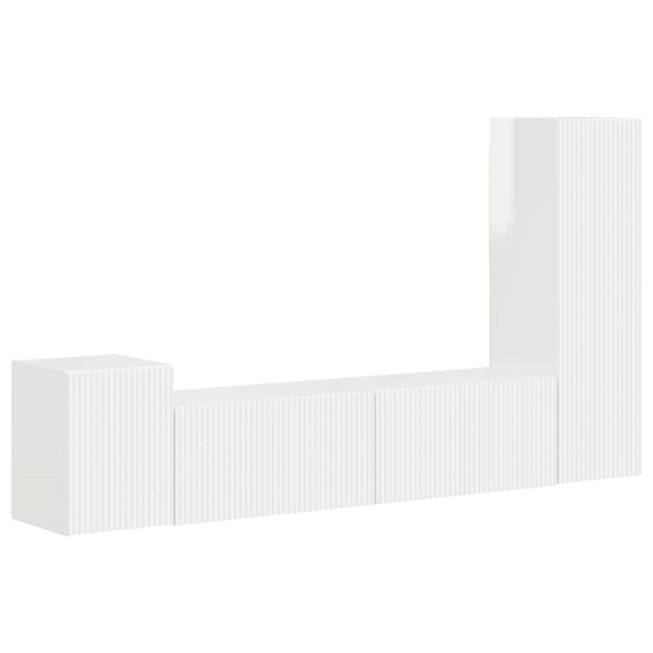 vidaXL TV Cabinet Set 4 pcs High Gloss White Engineered Wood