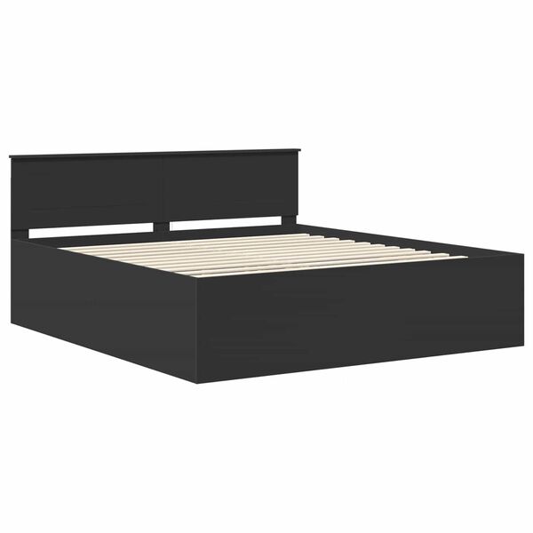 vidaXL Bed Frame with Headboard Black 200 x 200 cm Engineered Wood