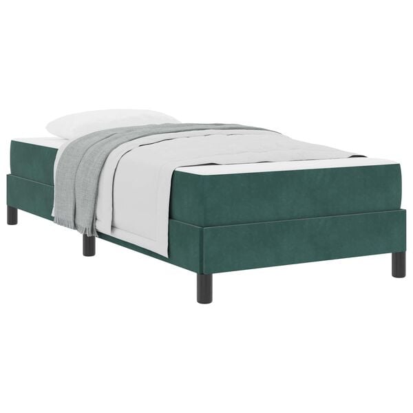 vidaXL Box Spring Bed with Mattress Dark Green 80 x 220 cm Fabric