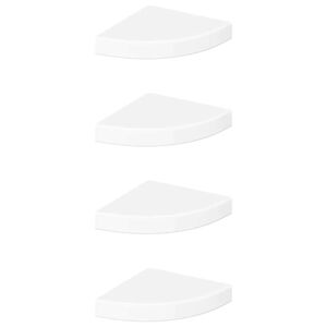 vidaXL Floating Corner Shelves 4 pcs High Gloss White 25x25x3.8 cm MDF