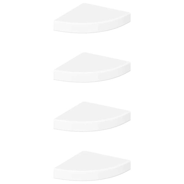 vidaXL Floating Corner Shelves 4 pcs High Gloss White 25x25x3.8 cm MDF
