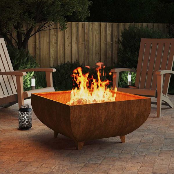 vidaXL Fire Pit 80x80x42 cm Corten Steel