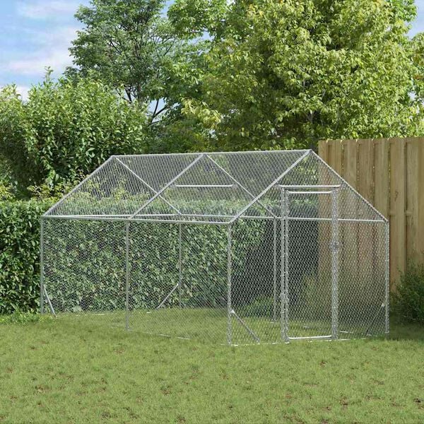 vidaXL Chicken Cage Silver 400x170x177cm Galvanised Steel