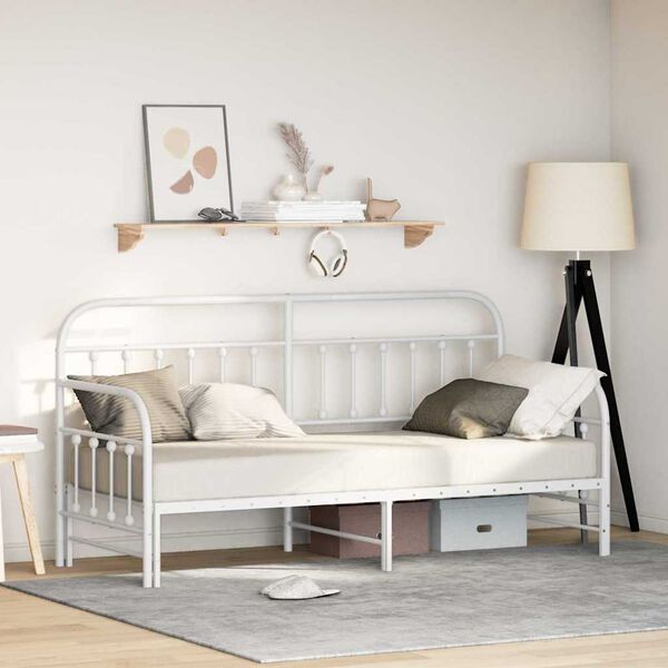 vidaXL Daybed Frame with Headboard White 75 x 190 cm Steel