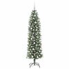 vidaXL Artificial Slim Christmas Tree Green and white 180 cm