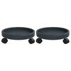 vidaXL Plant Trolleys with Wheels 2 pcs Grey Diameter 34 cm 35 kg