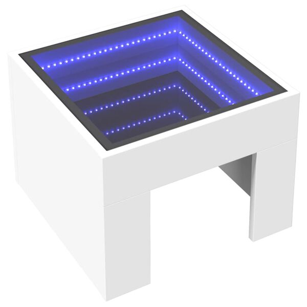 vidaXL Coffee Table with Infinity LED White 40x40x30 cm