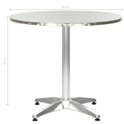 vidaXL Garden Table Silver 80x70 cm Aluminium