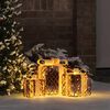 vidaXL Gift Box with 60 LEDs 3 pcs Warm white 20 x 20 x 20 cm Rattan