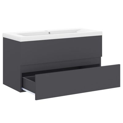 vidaXL Sink Cabinet with Built-in Basin Grey Engineered Wood