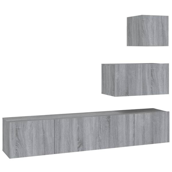 vidaXL 4 Piece TV Cabinet Set Grey Sonoma Engineered Wood