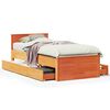 vidaXL Bed Frame without Mattress with Headboard Wax Brown 75x190 cm Small Single Solid Wood Pine