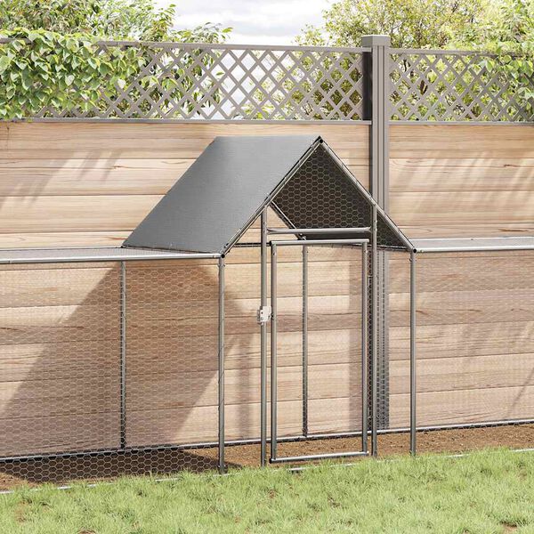 vidaXL Chicken Coop 9x1x1.5 m Galvanised Steel