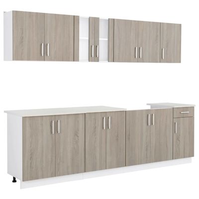 vidaXL Kitchen Cabinet with Sink Base Unit 8 Pieces Oak Look