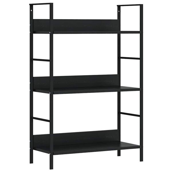 vidaXL 3-Layer Book Shelf Black 60x27.6x90.5 cm Engineered Wood
