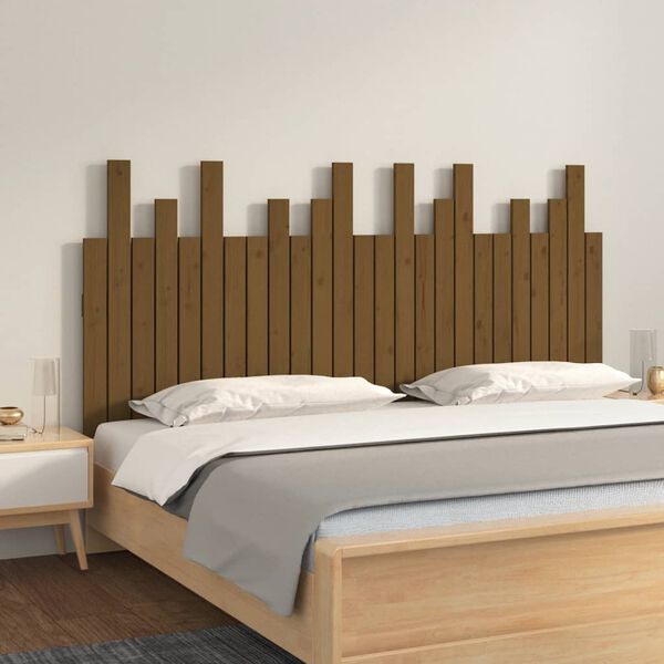 vidaXL Wall Headboard Honey Brown 159.5x3x80 cm Solid Wood Pine