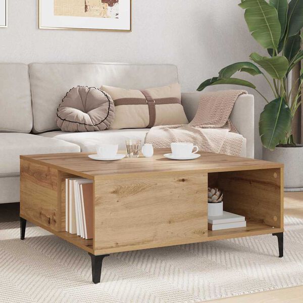 vidaXL Coffee Table Artisan Oak 80 x 80 x 36.5 cm Engineered Wood
