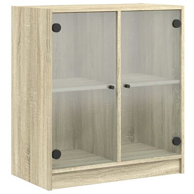 vidaXL Side Cabinet with Glass Doors Sonoma Oak 68x37x75.5 cm