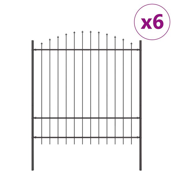 vidaXL Garden Fence 6 pcs Grey 170 x 215 cm Powder-Coated Steel